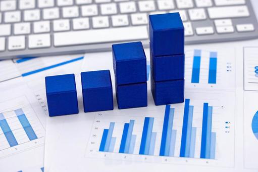 カラーブロックのグラフと資料 資料,データ,統計の写真素材