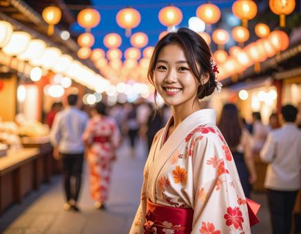 夏祭り・浴衣で縁日 夏祭り・浴衣で縁日の写真