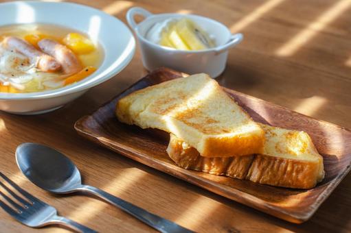 French toast and sausage soup breakfast, JPG