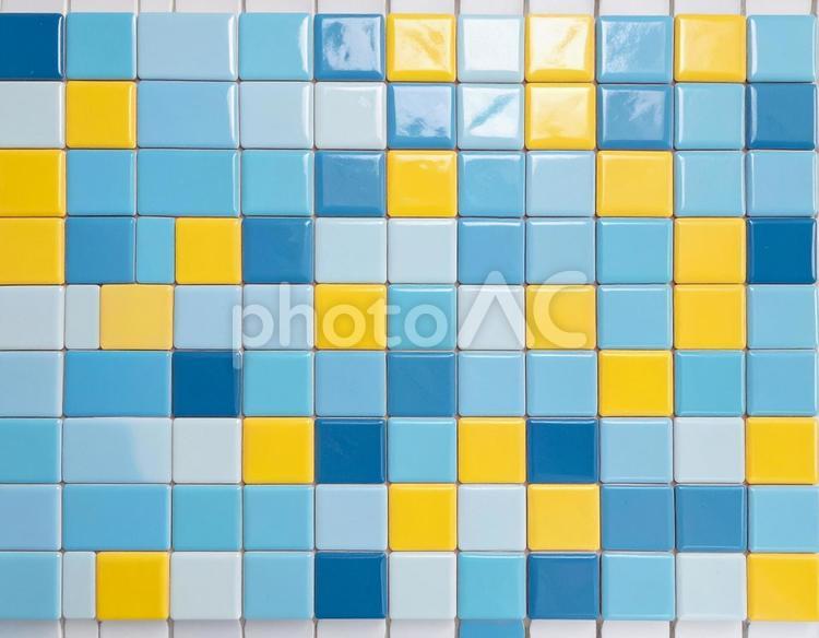 夏感のある青と黄色のタイル背景テクスチャ タイル,テクスチャ,水色の写真素材