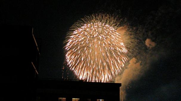 夏の夜空の花火の写真