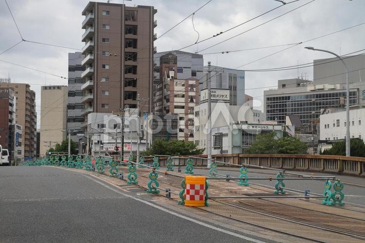 広島電鉄、廃止後の荒神橋付近 広島電鉄,荒神橋,橋の写真素材