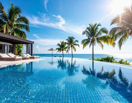 南国リゾートのインフィニティプール 南国リゾートのインフィニティプールの写真