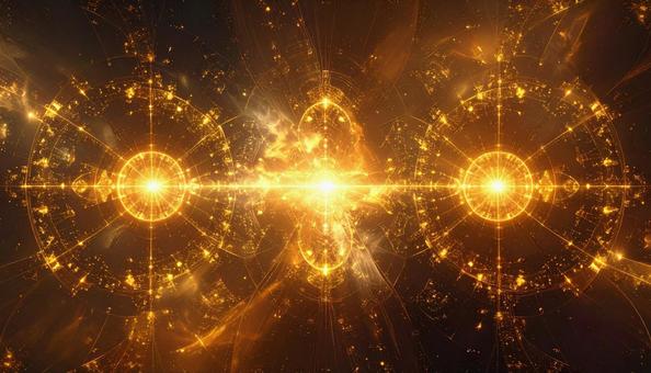 宇宙と黄金のエネルギーの写真