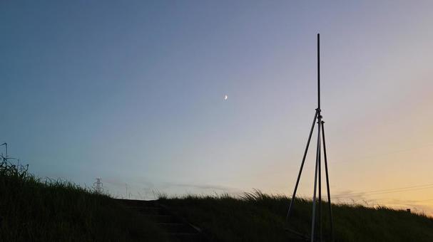 アンテナと夕焼け アンテナと夕焼けの写真