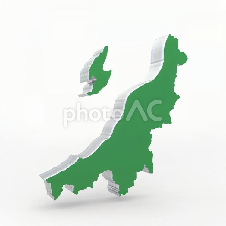 新潟県（緑：左25度） 新潟県,新潟市,立体の写真素材