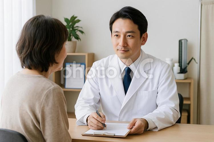 医師と患者の診察風景 医師,患者,診察の写真素材