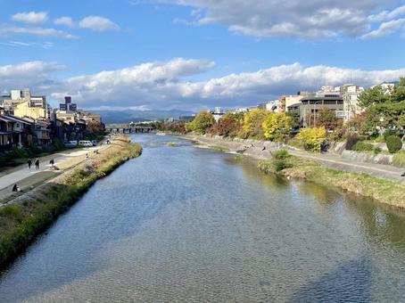 鴨川 鴨川,京都,秋の写真素材