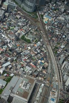 大都市の鉄道網と街並み 都市,街並み,俯瞰の写真素材