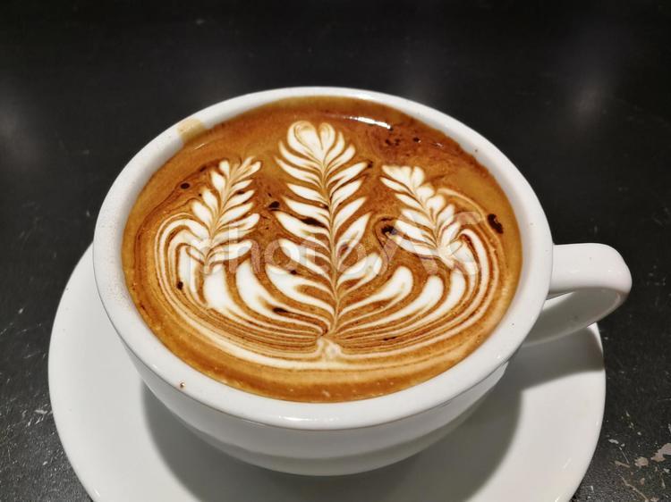 おしゃれカフェのラテアート ラテアート,コーヒー,エスプレッソの写真素材