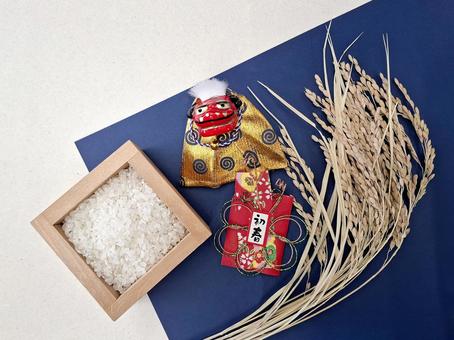 お正月イメージ五穀豊穣の新米_3 正月,米,お米の写真素材