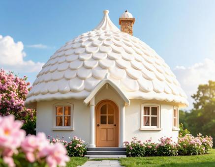 屋根がクリームのメルヘンなドーム型のお家 屋根がクリームのメルヘンなドーム型のお家の写真