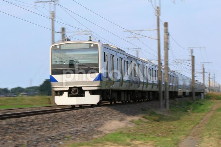 ズーム流し撮りE531 ズーム流し撮り,鉄道,常磐線の写真素材