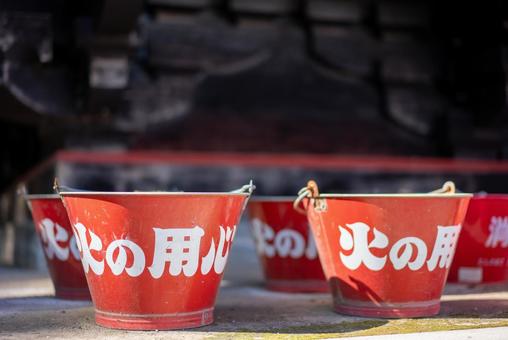 消火用バケツ「火の用心」 火の用心,消火,バケツの写真素材