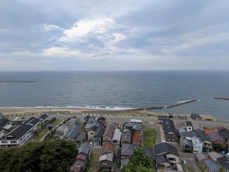 海沿いの街並み 街並み,海,海岸の写真素材