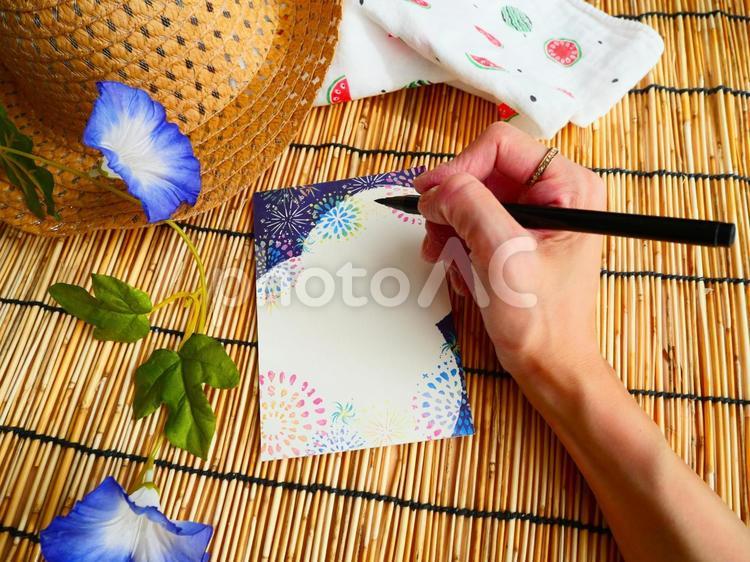 暑中お見舞い申し上げます.4 夏,絵葉書,暑中お見舞い申し上げますの写真素材