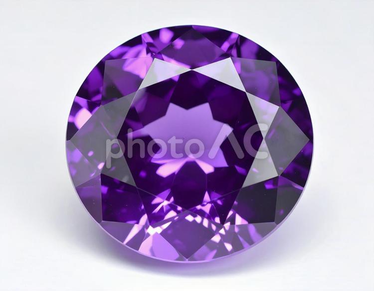 アメジスト　ラウンドカット　白背景 宝石,ルース,裸石の写真素材