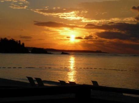 Photo, setting sun, evening, sea, 