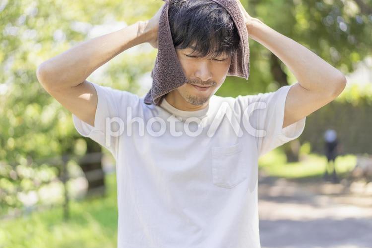男性　ジョギング マラソン,有酸素運動,リハビリの写真素材