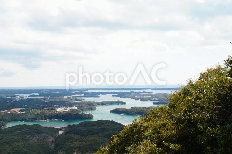 リアス式海岸の風景 海,リアス式海岸,ブルーの写真素材