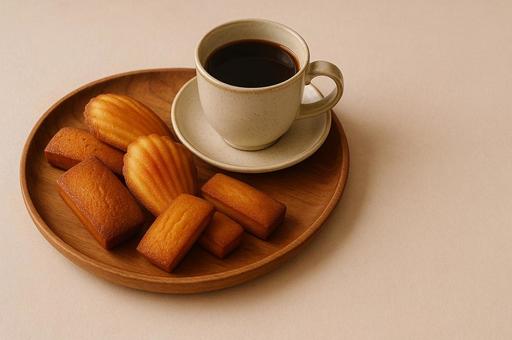 焼き菓子とコーヒー 焼き菓子とコーヒーの写真