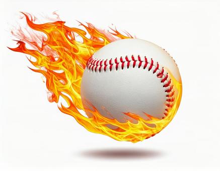 剛速球で炎をまとって飛ぶ野球ボール 剛速球で炎をまとって飛ぶ野球ボールの写真