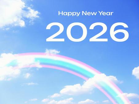 年賀状・年号：2026右[空]02 年賀状,年賀,2026の写真素材