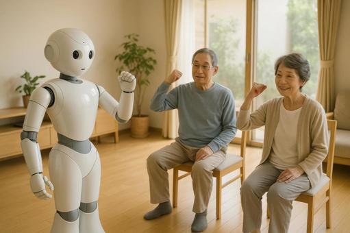 室内で体操を指導するロボット 室内で体操を指導するロボットの写真