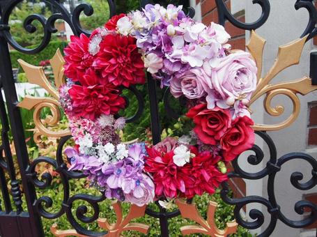 結婚式　花飾りの写真