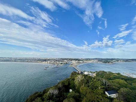 江ノ島から一望する湘南の絶景パノラマ 江ノ島から一望する湘南の絶景パノラマ 江ノ島,湘南,海の写真素材