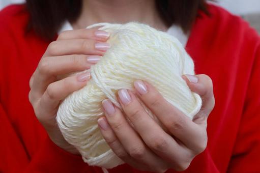 毛糸を持つ女性 毛糸,編み物,冬の写真素材