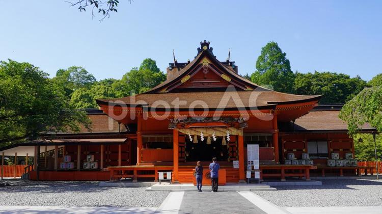 富士山本宮浅間大社拝殿・正面ワイド 富士山本宮浅間大社,神社,拝殿の写真素材