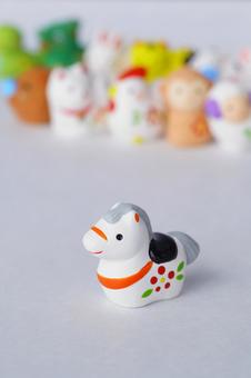 十二支、午の張子 十二支、午の張子 干支,午,馬の写真素材