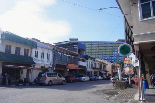 Photo, townscape, a sign, building, 