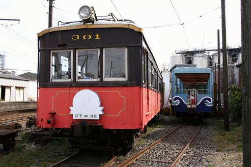 銚子電鉄、デハ301号と澪つくし号 銚子電鉄,銚電,デハの写真素材