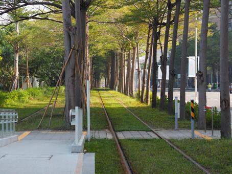 台湾 高雄 内惟芸術中心駅4 台湾,高雄,緑のトンネルの写真素材