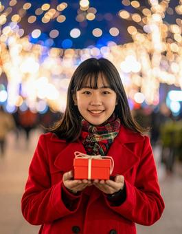 イルミネーション・彼女のプレゼントの写真