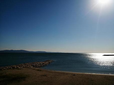 兵庫県明石市江井ヶ島海岸からの景色の写真