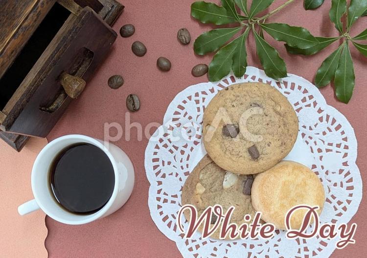 ホワイトデー素材  クッキー＆コーヒー ホワイトデー,素材,3月の写真素材
