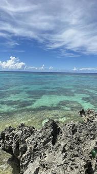 自然の青 自然の青 波,きれい,浅瀬の写真素材