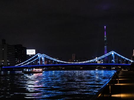 夜の清洲橋 清洲橋,夜景,夜の写真素材