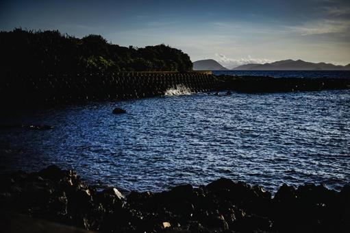 <Material> Sunset beach and tetrapods, JPG <Material> Sunset beach and tetrapods, JPG