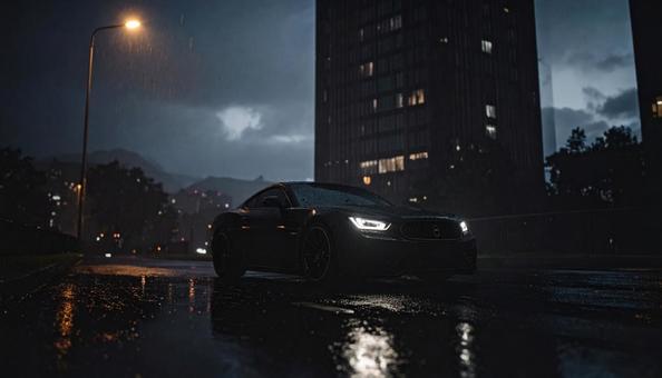 雨の夜の都会を走る 雨の夜の都会を走るの写真