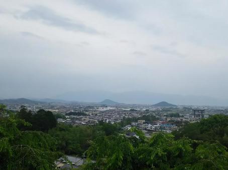 大和三山を一望 大和三山,大神神社,大鳥居の写真素材