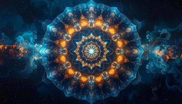 宇宙に広がる蒼と炎のフラクタル 宇宙に広がる蒼と炎のフラクタルの写真