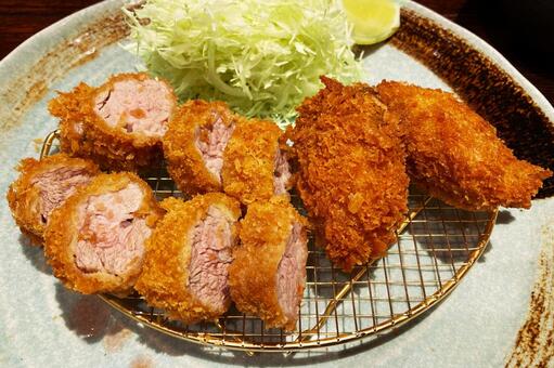 棒ヒレカツとカキフライ トンカツ,ヒレカツ,カキフライの写真素材