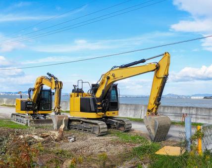 Excavator at a construction site, JPG Excavator at a construction site, JPG