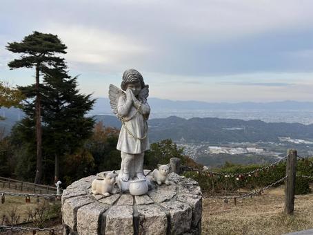展望広場の風景 展望広場,天使の像,徳島県の写真素材