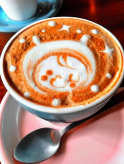 おしゃれなカフェのラテアート おしゃれなカフェのラテアートの写真