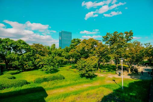 【大阪】大阪城公園の雰囲気 大阪城,お城,城の写真素材